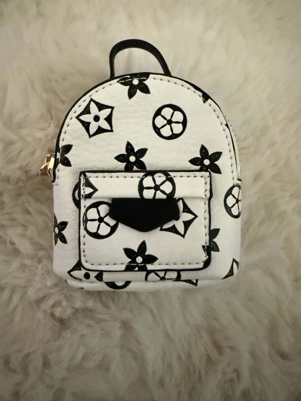 Black and White Mini backpack real leather.